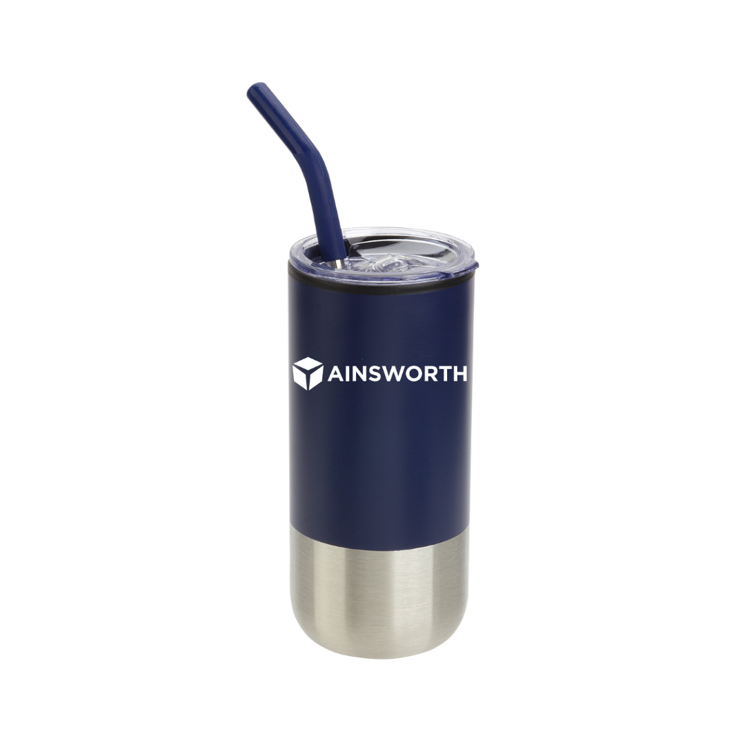 16oz Stainless Tumbler with Straw
